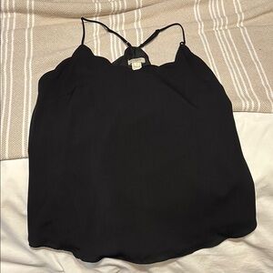 J Crew Racerback scalloped trim tank top black size 2